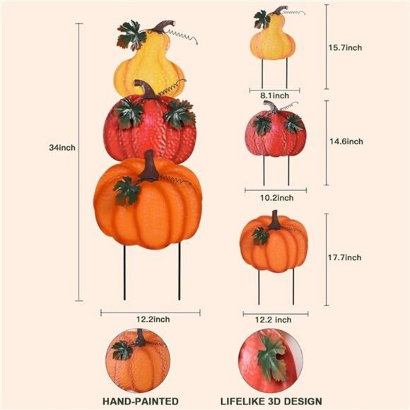 Fall Decorations for Home Outdoor, 36" Decorative Garden Stakes - Picture 3 of 7
